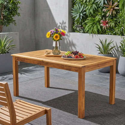 Expandable Acacia Wood Outdoor Dining Table for Garden or Poolside