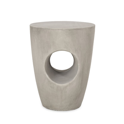 Grey Magnesium Oxide Outdoor Side Table for Poolside Patio