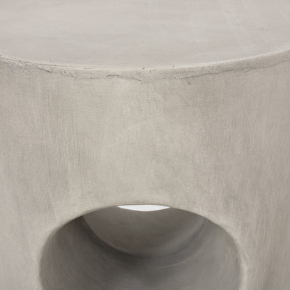 Grey Magnesium Oxide Outdoor Side Table for Poolside Patio