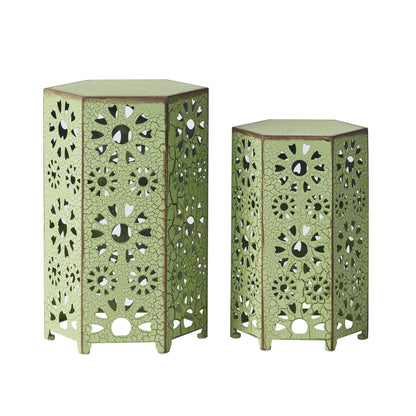 Green Iron Outdoor Tables Set - 2 Sizes
