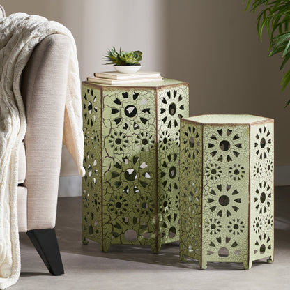 Green Iron Outdoor Tables Set - 2 Sizes
