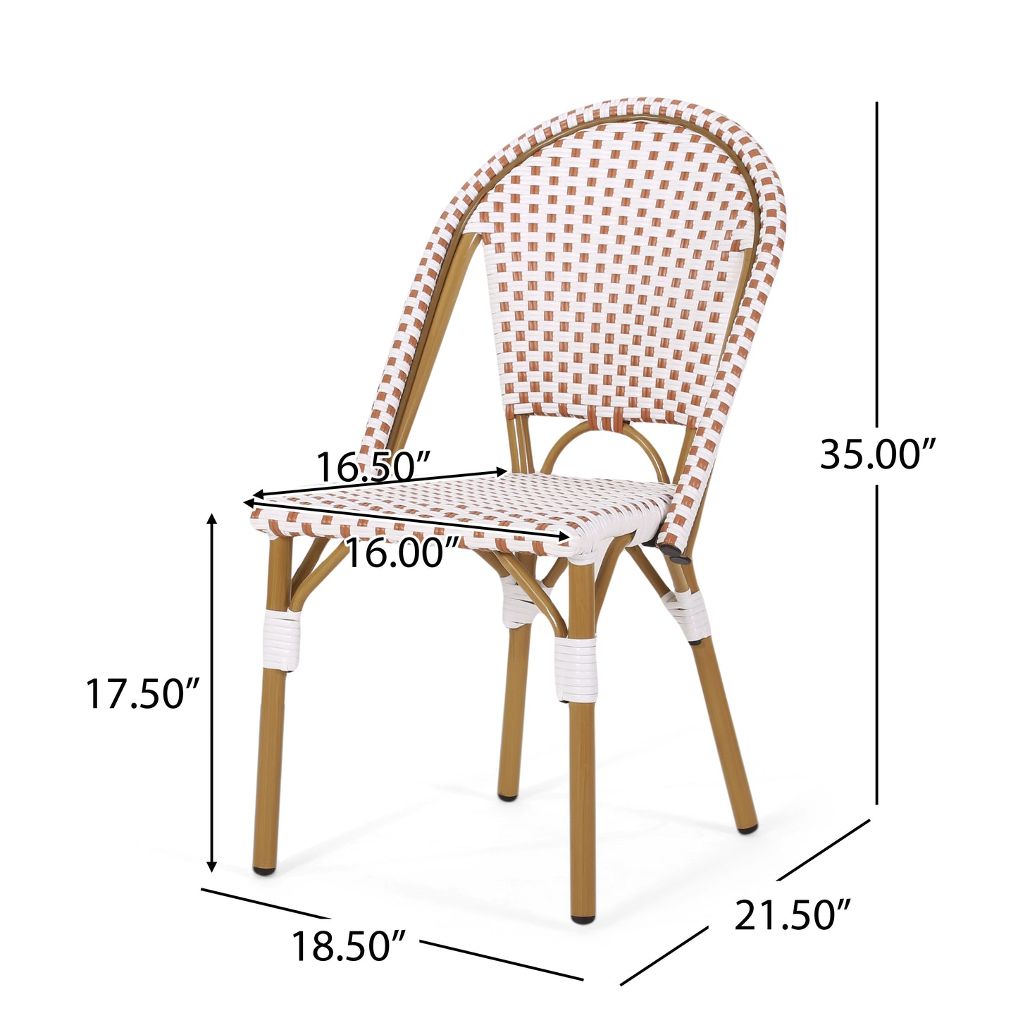 Rust Red & White Rattan Bistro Chair Set - 2 Person Outdoor Seating