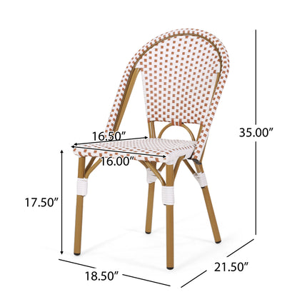 Rust Red & White Rattan Bistro Chair Set - 2 Person Outdoor Seating