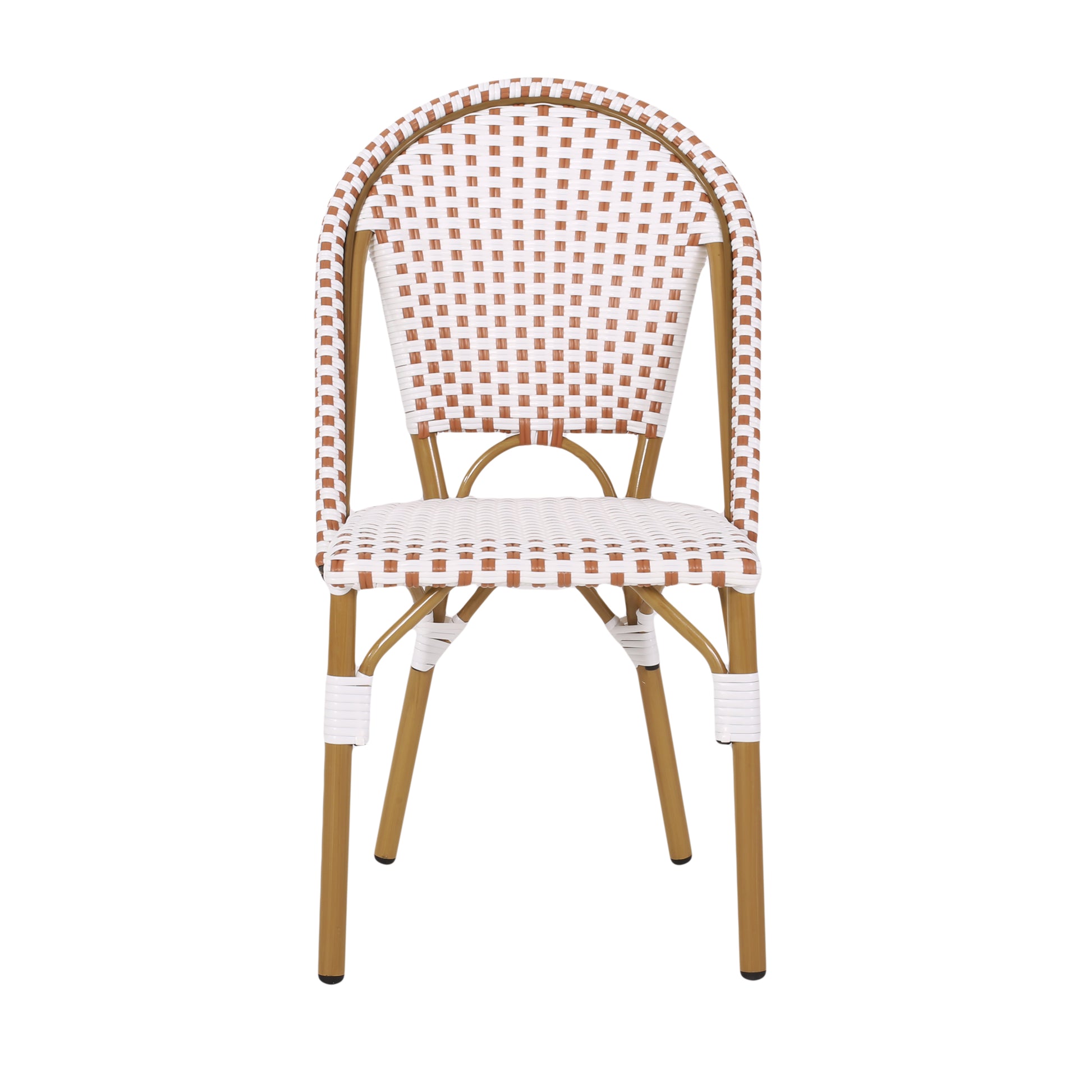 Rust Red & White Rattan Bistro Chair Set - 2 Person Outdoor Seating