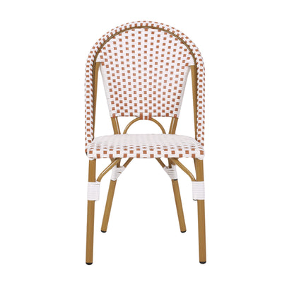 Rust Red & White Rattan Bistro Chair Set - 2 Person Outdoor Seating