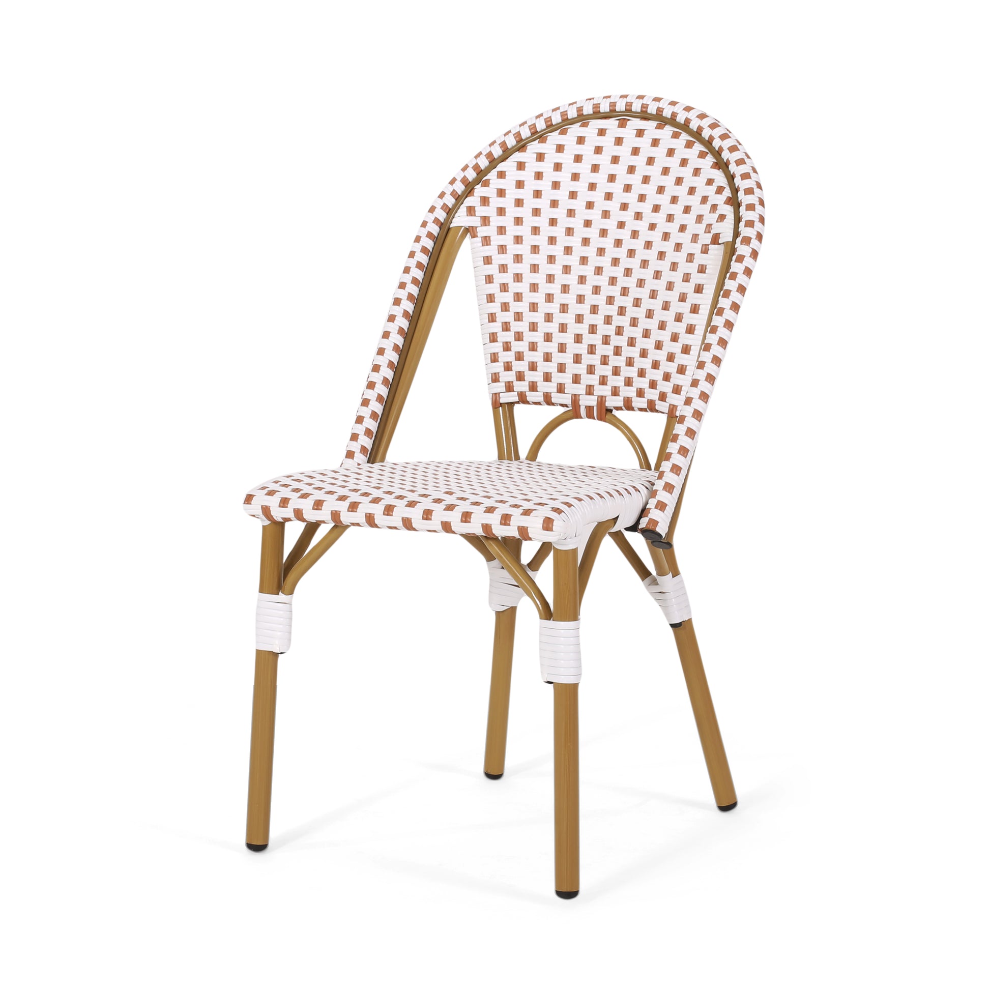 Rust Red & White Rattan Bistro Chair Set - 2 Person Outdoor Seating