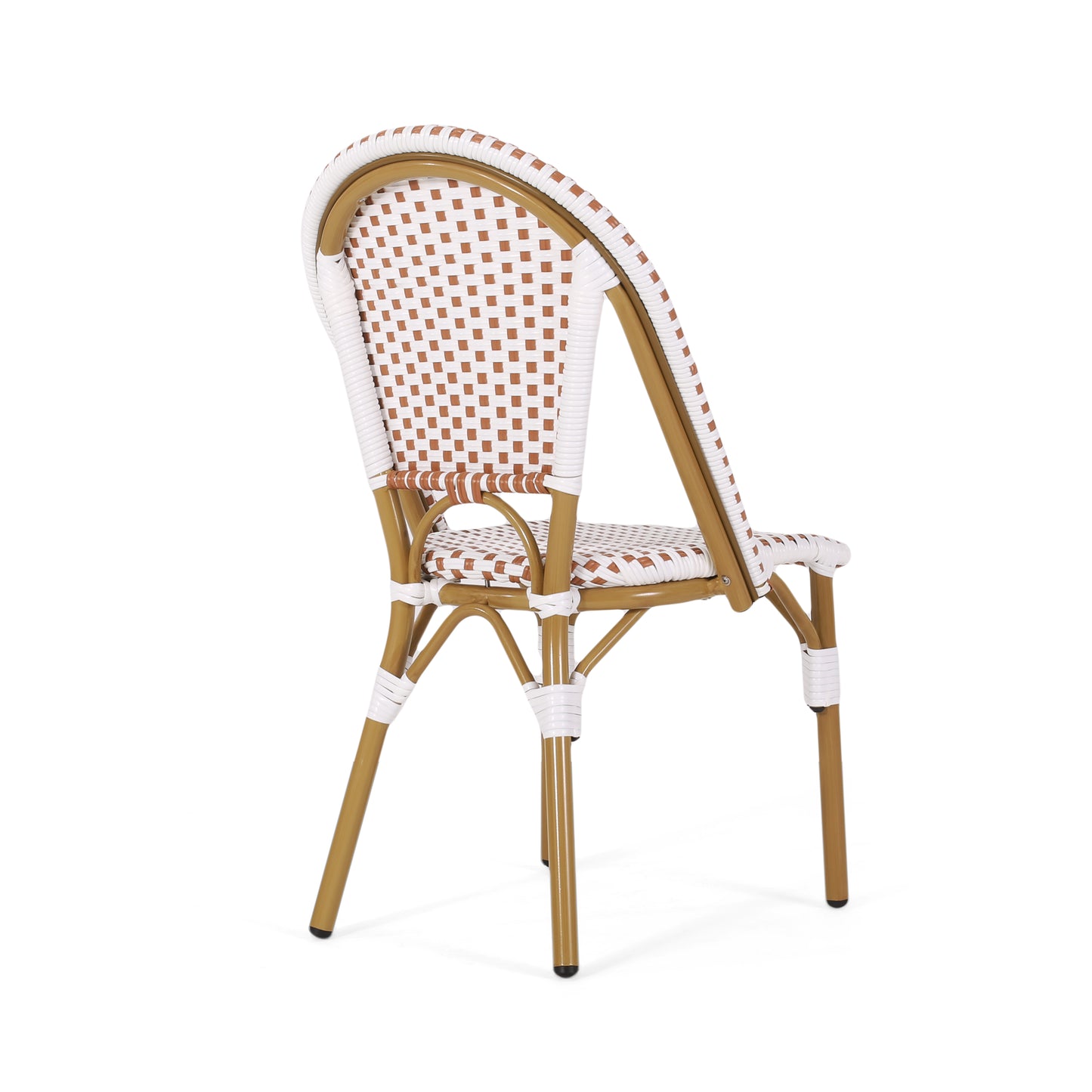 Rust Red & White Rattan Bistro Chair Set - 2 Person Outdoor Seating