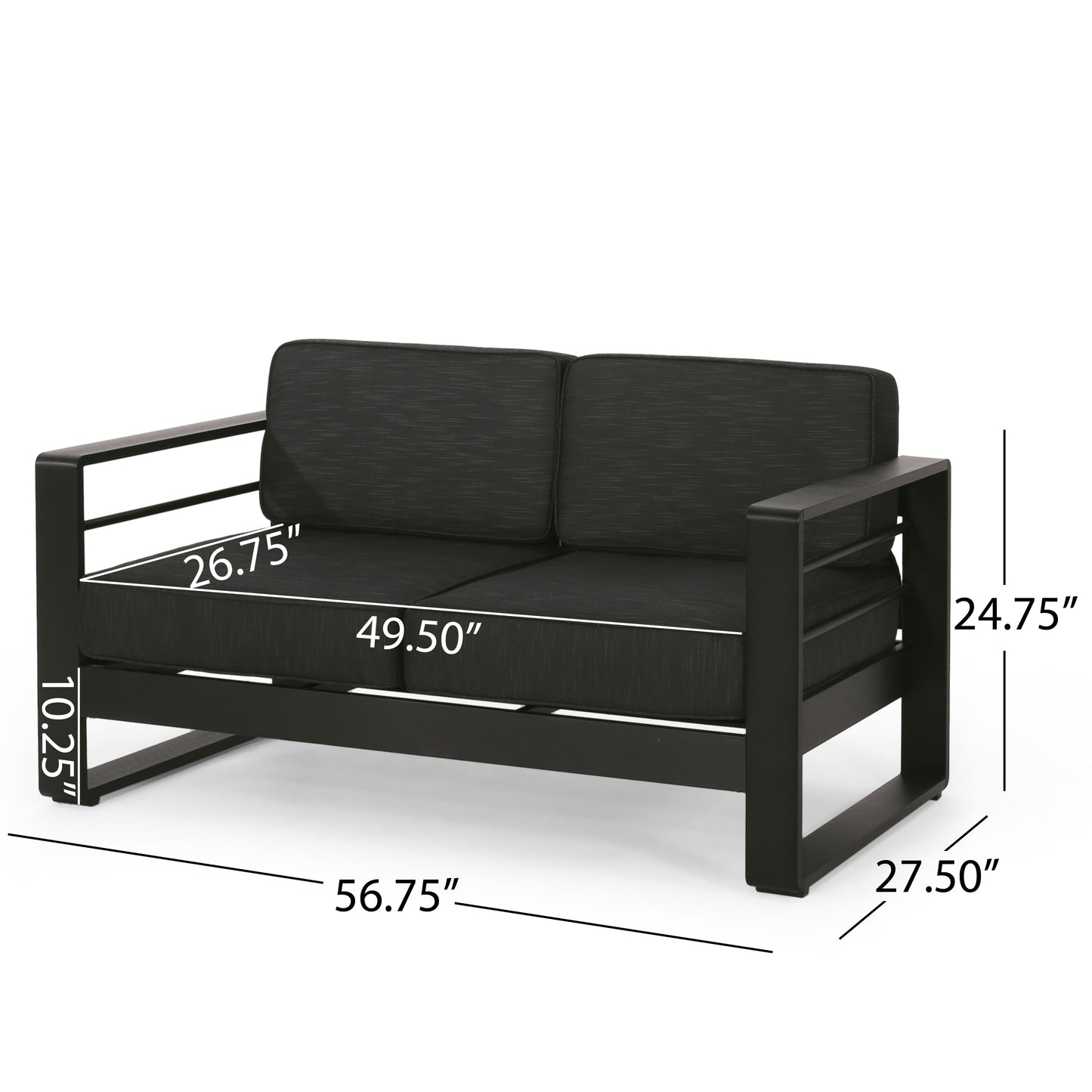 Dark Gray Aluminium Loveseat - Patio Furniture Set