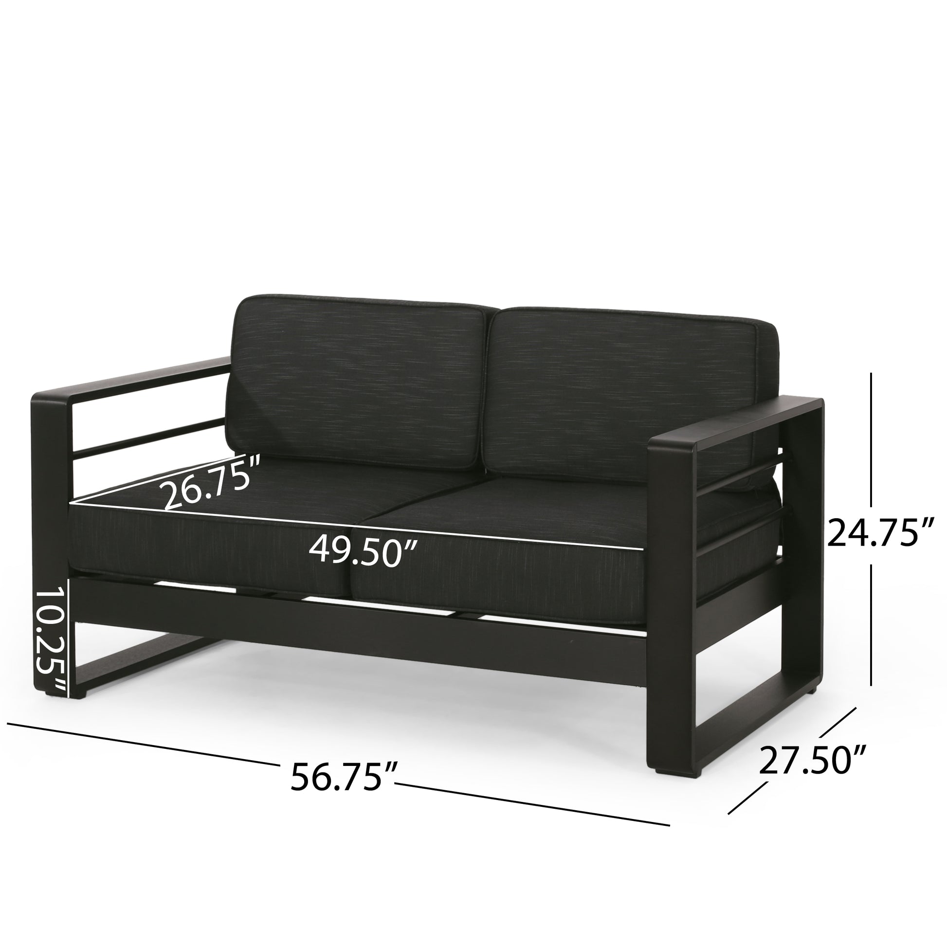 Dark Gray Aluminium Loveseat - Patio Furniture Set