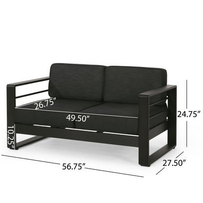 Dark Gray Aluminium Loveseat - Patio Furniture Set
