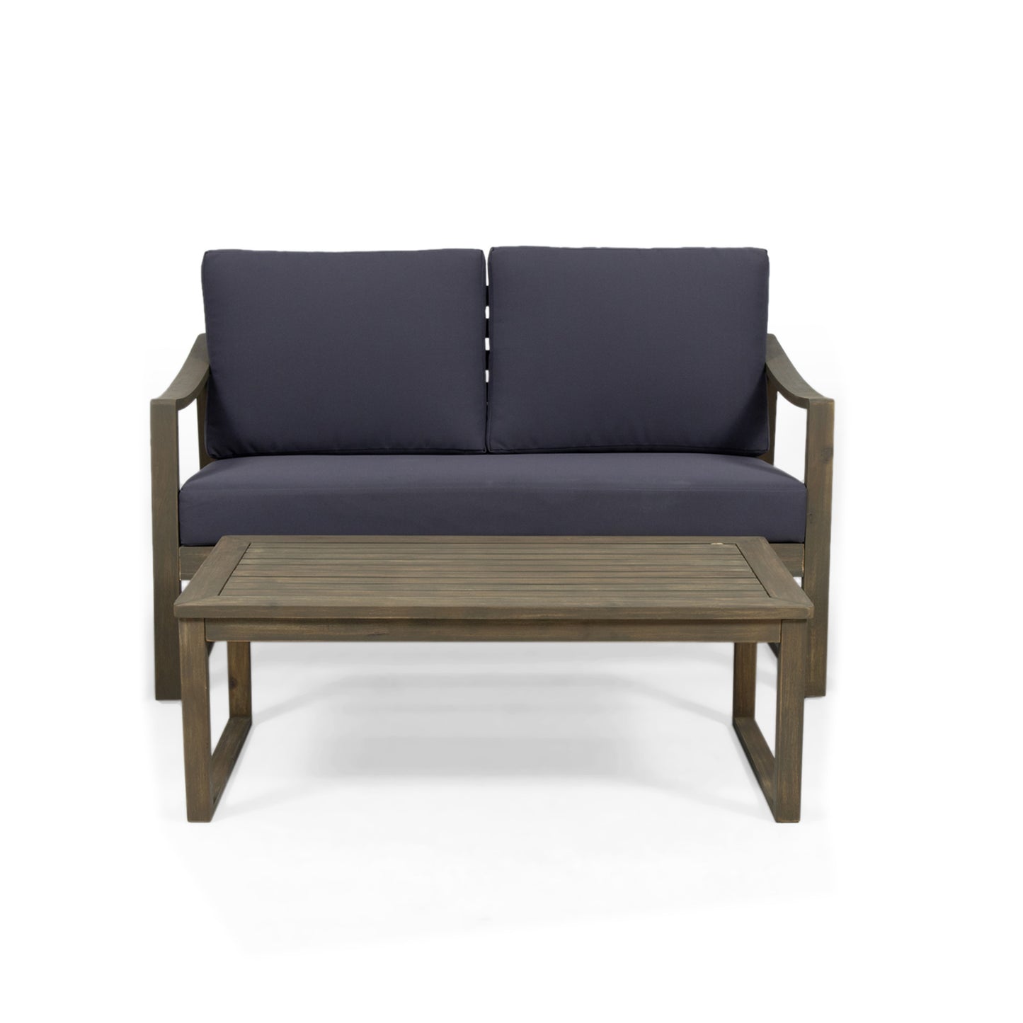 Dark Grey Acacia Wood Patio Furniture Set for Poolside Living