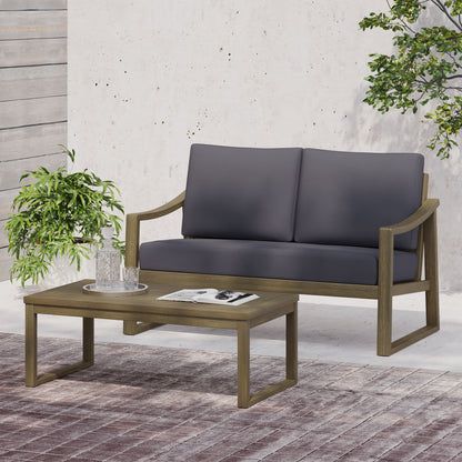 Dark Grey Acacia Wood Patio Furniture Set for Poolside Living