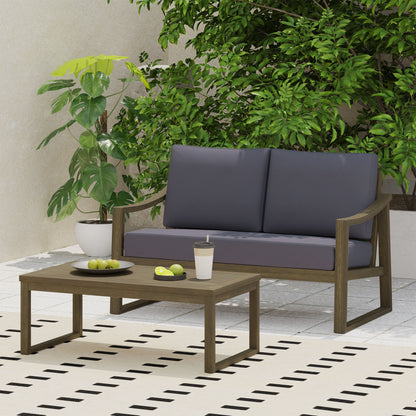 Dark Grey Acacia Wood Patio Furniture Set for Poolside Living