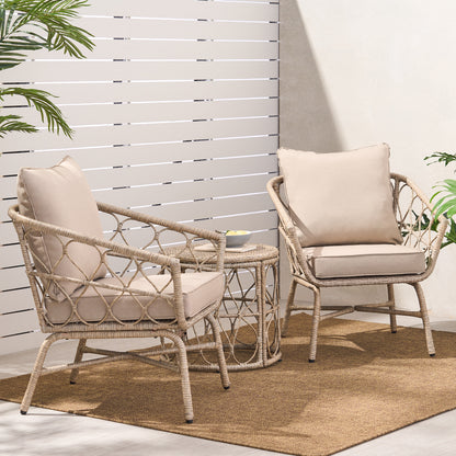 Brown 3-Piece Rattan Bistro Set - Patio Furniture for Outdoor