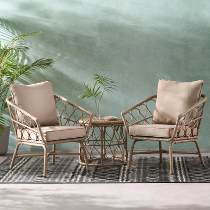 Brown 3-Piece Rattan Bistro Set - Patio Furniture for Outdoor