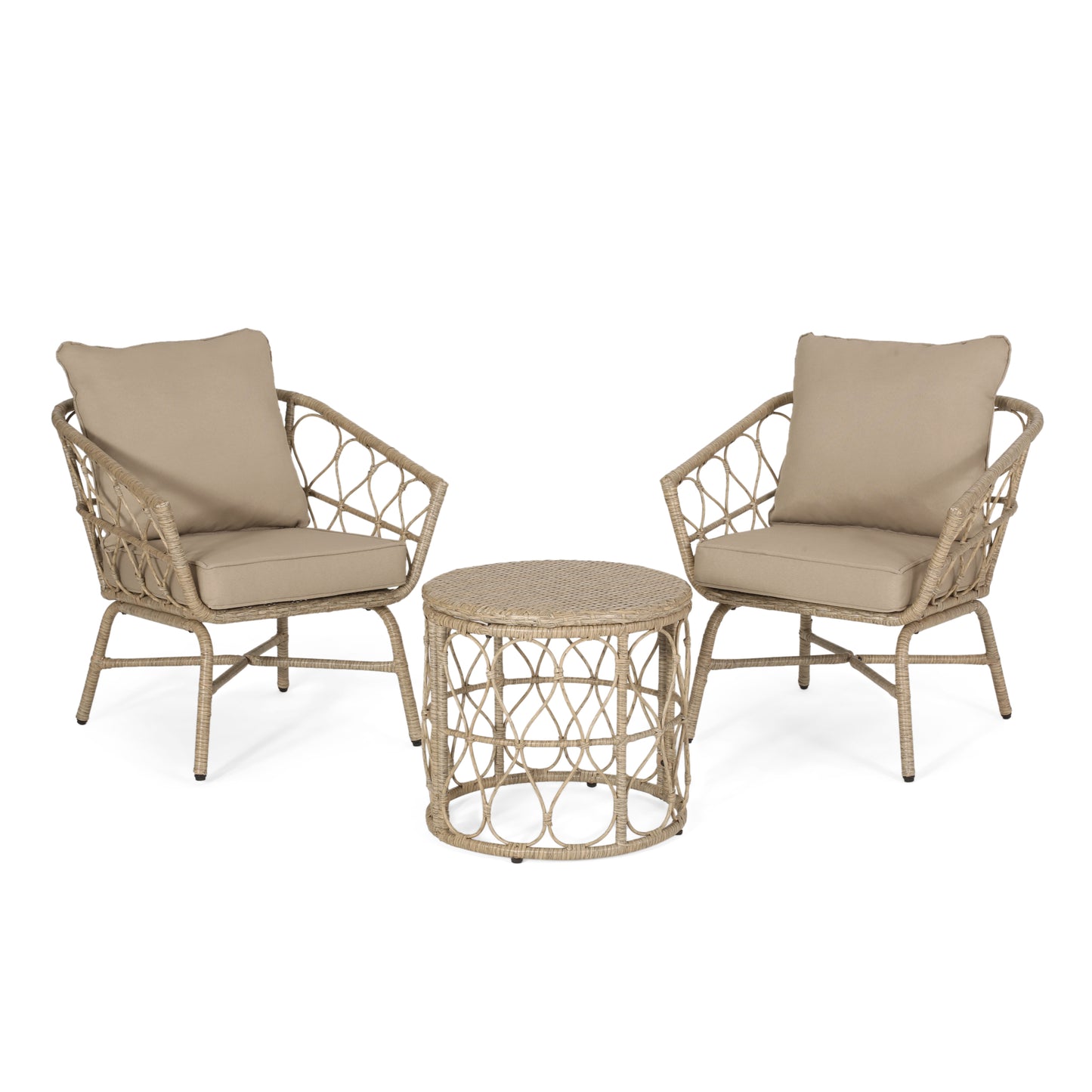 Brown 3-Piece Rattan Bistro Set - Patio Furniture for Outdoor