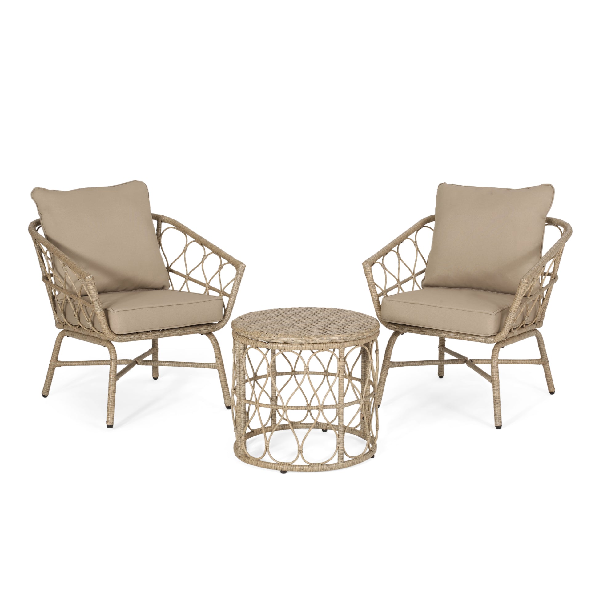 Brown 3-Piece Rattan Bistro Set - Patio Furniture for Outdoor