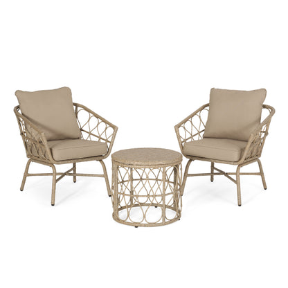 Brown 3-Piece Rattan Bistro Set - Patio Furniture for Outdoor