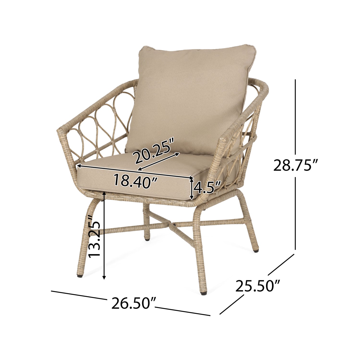 Brown 3-Piece Rattan Bistro Set - Patio Furniture for Outdoor