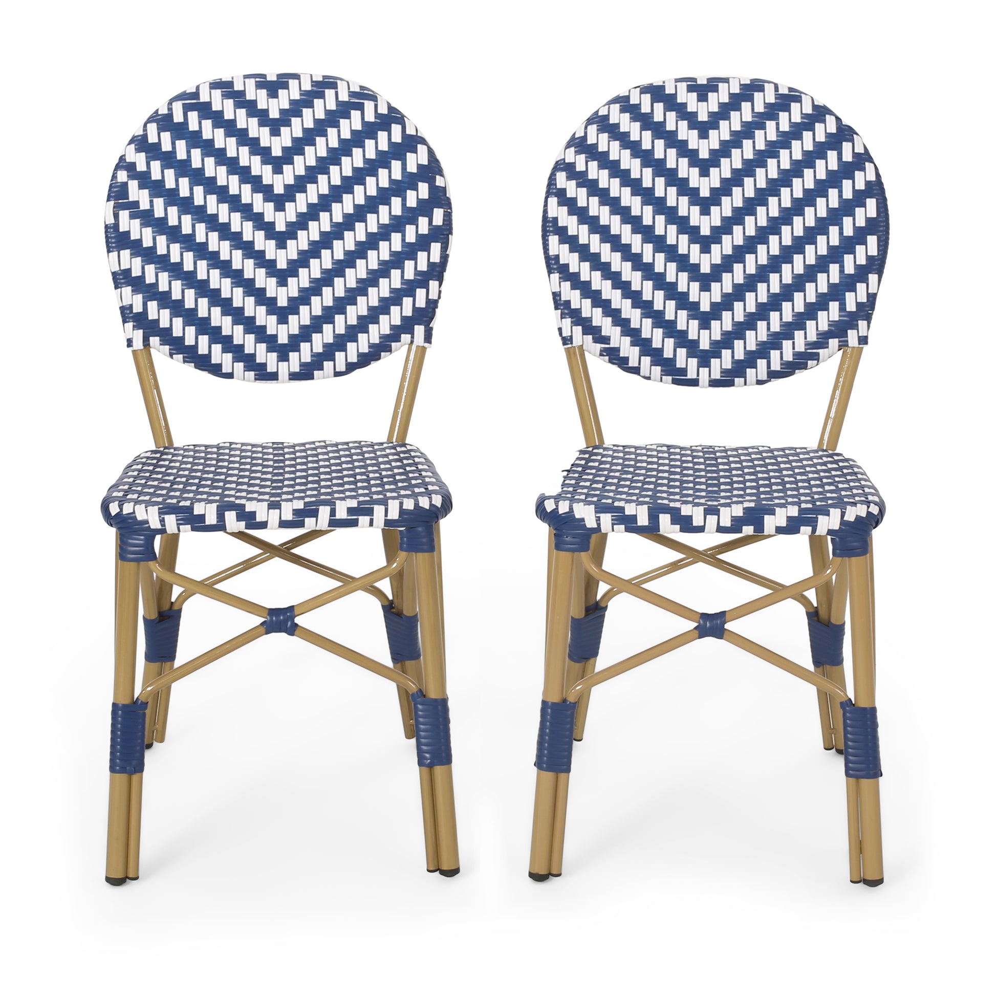 Navy Blue White 2 Person Patio Bistro Set Outdoor Seating