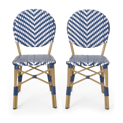 Navy Blue White 2 Person Patio Bistro Set Outdoor Seating