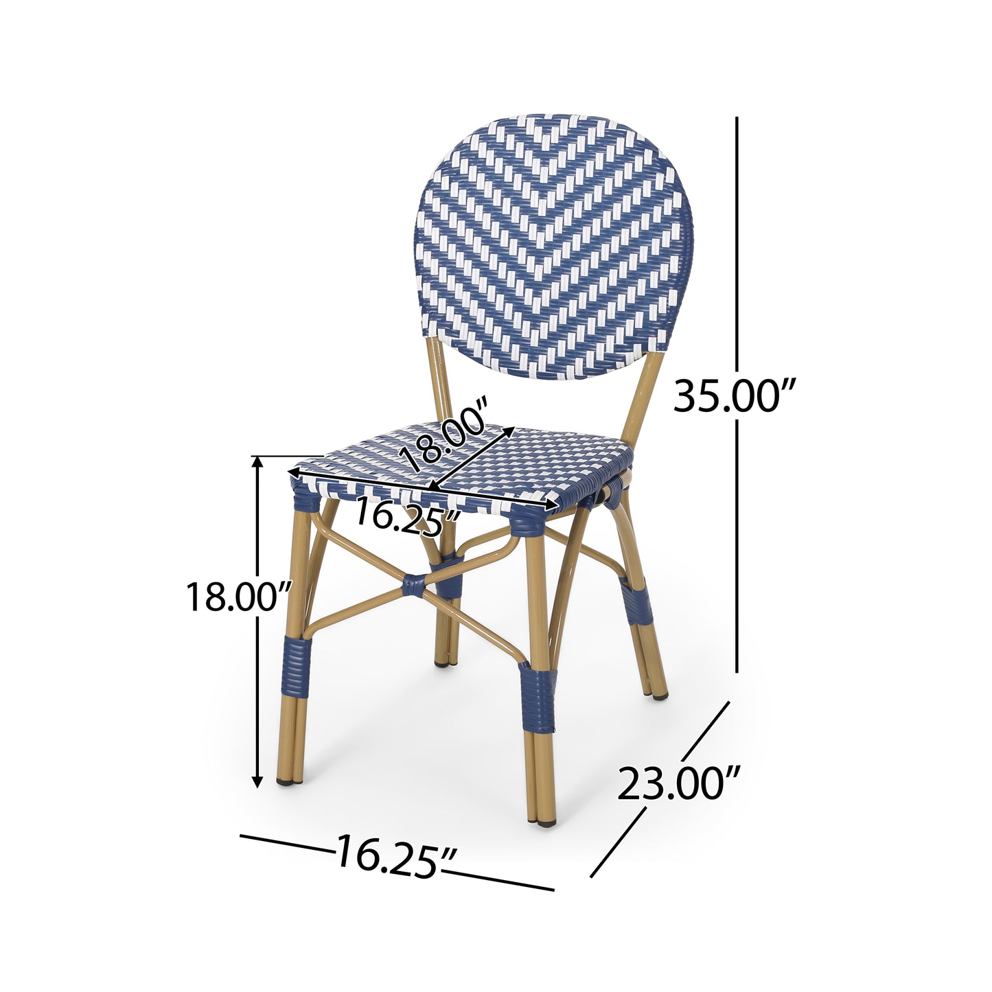 Navy Blue White 2 Person Patio Bistro Set Outdoor Seating