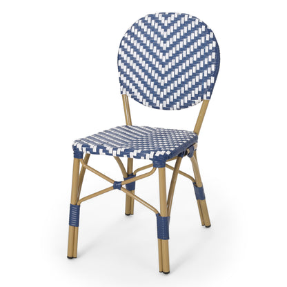 Navy Blue White 2 Person Patio Bistro Set Outdoor Seating
