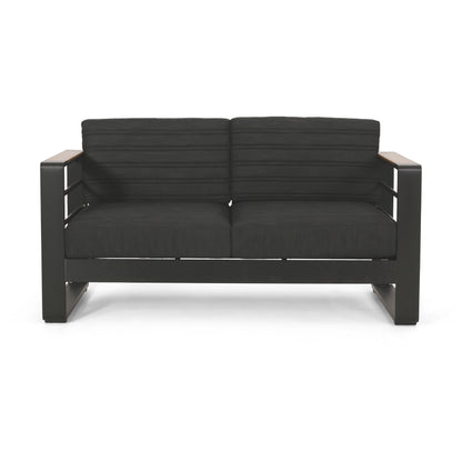 Black Aluminium Patio Furniture Set for Poolside Relaxation