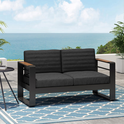 Black Aluminium Patio Furniture Set for Poolside Relaxation
