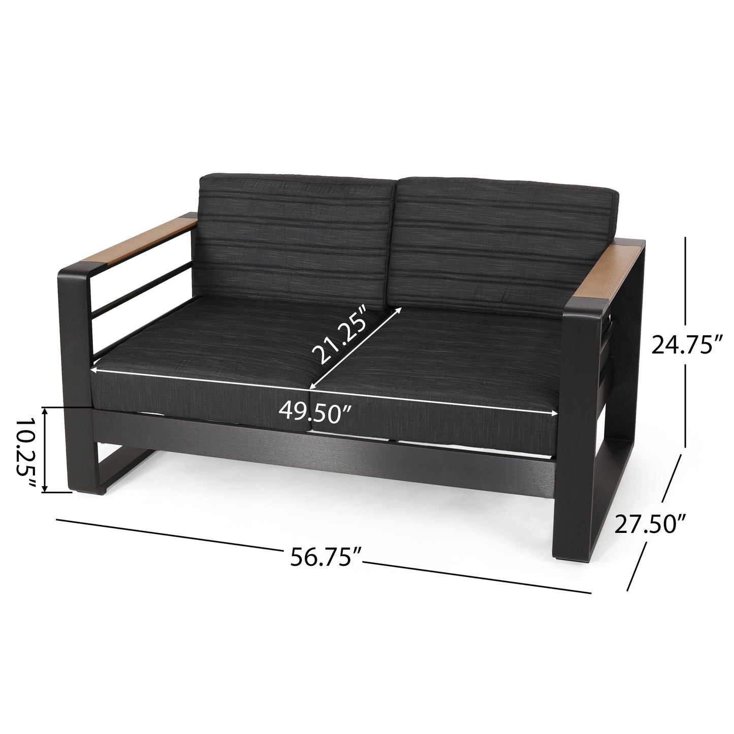 Black Aluminium Patio Furniture Set for Poolside Relaxation