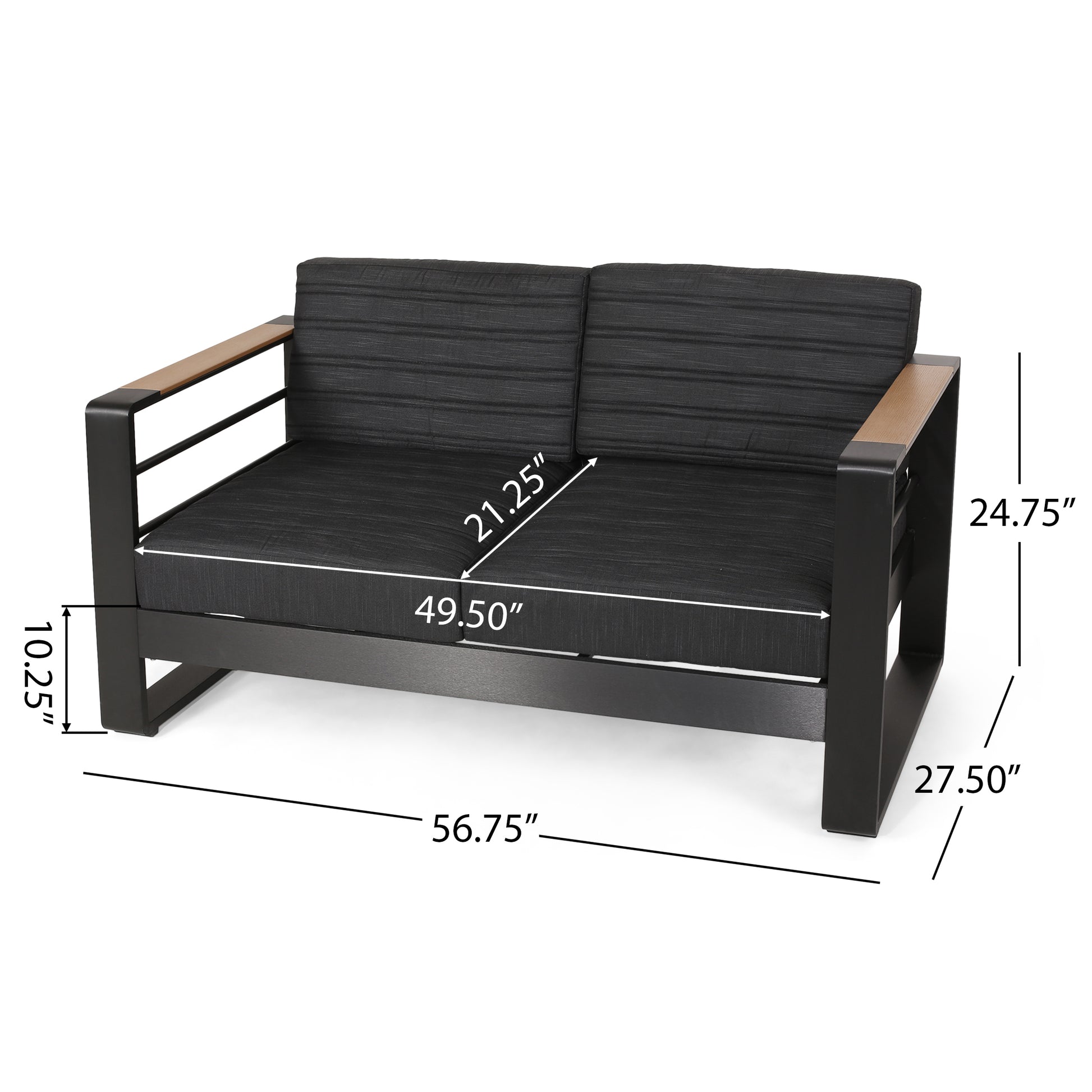 Black Aluminium Patio Furniture Set for Poolside Relaxation