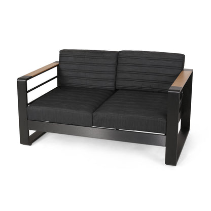 Black Aluminium Patio Furniture Set for Poolside Relaxation