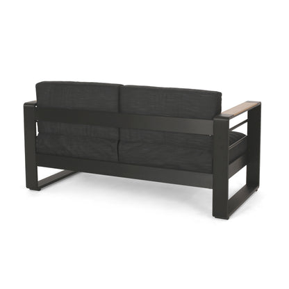 Black Aluminium Patio Furniture Set for Poolside Relaxation