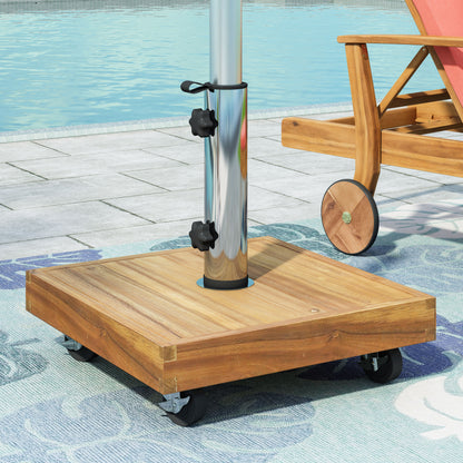 Ralph Square Umbrella Base - Teak Concrete Shade Foundation