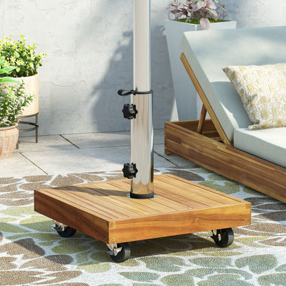 Ralph Square Umbrella Base - Teak Concrete Shade Foundation