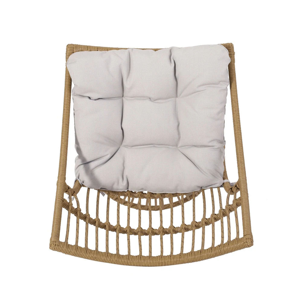 Light Brown Wicker Patio Chair & Side Table Set
