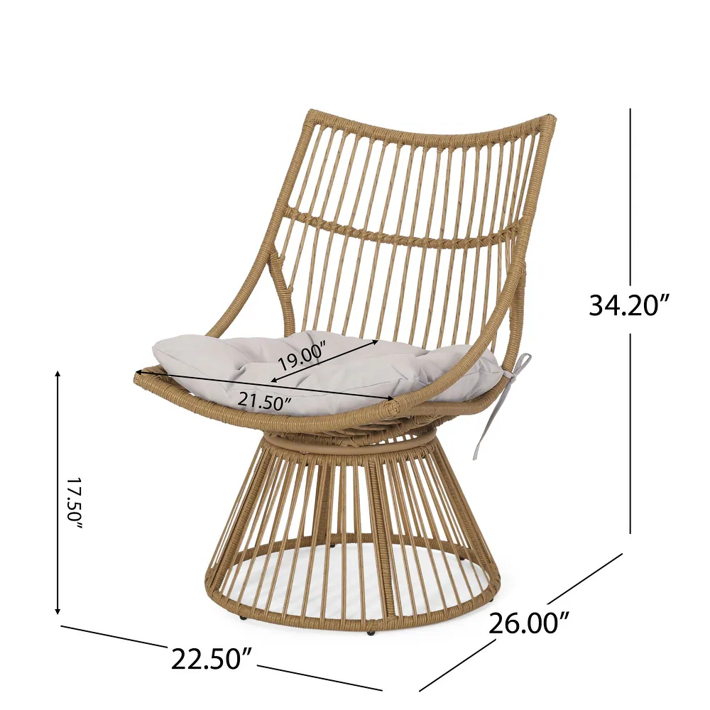 Light Brown Wicker Patio Chair & Side Table Set