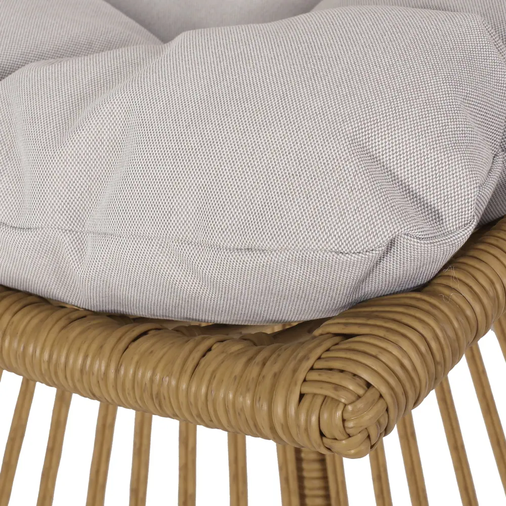 Light Brown Wicker Patio Chair & Side Table Set