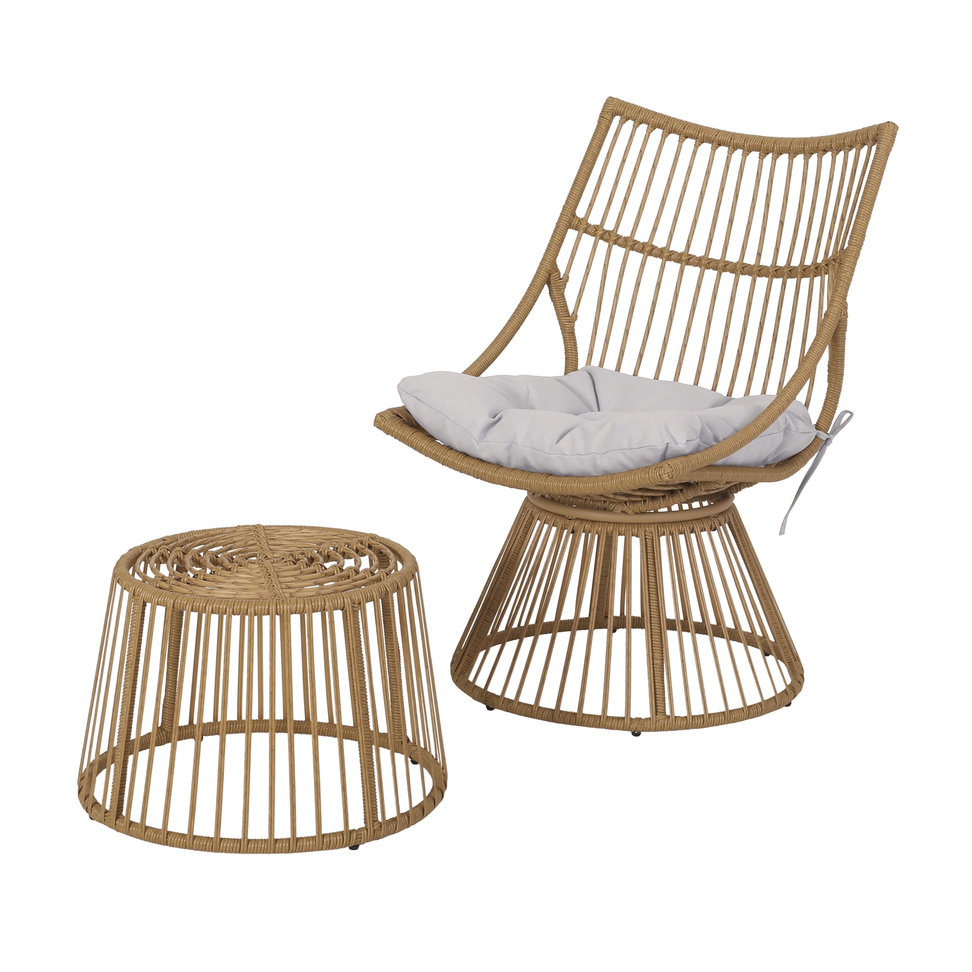Light Brown Outdoor Patio Set for Garden or Poolside Seating