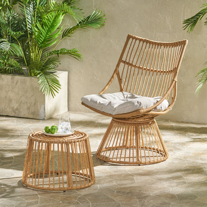 Light Brown Outdoor Patio Set for Garden or Poolside Seating