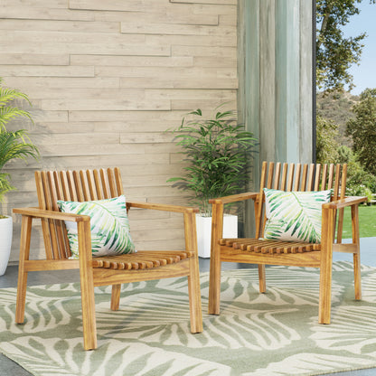 Acacia Wood Club Chairs Set - 2 Outdoor Patio Chairs