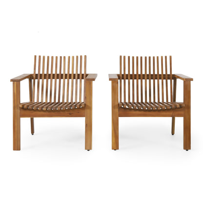 Acacia Wood Club Chairs Set - 2 Outdoor Patio Chairs