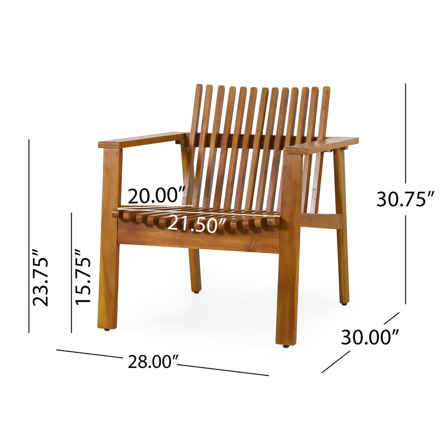 Acacia Wood Club Chairs Set - 2 Outdoor Patio Chairs