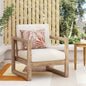 Outdoor Acacia Wood Patio Club Chair, Wood Patio Furniture,Waterproof Thick Cushion Deep Seating for Porch, Garden, Backyard, Balcony, Brown Wash and Beige Cushion