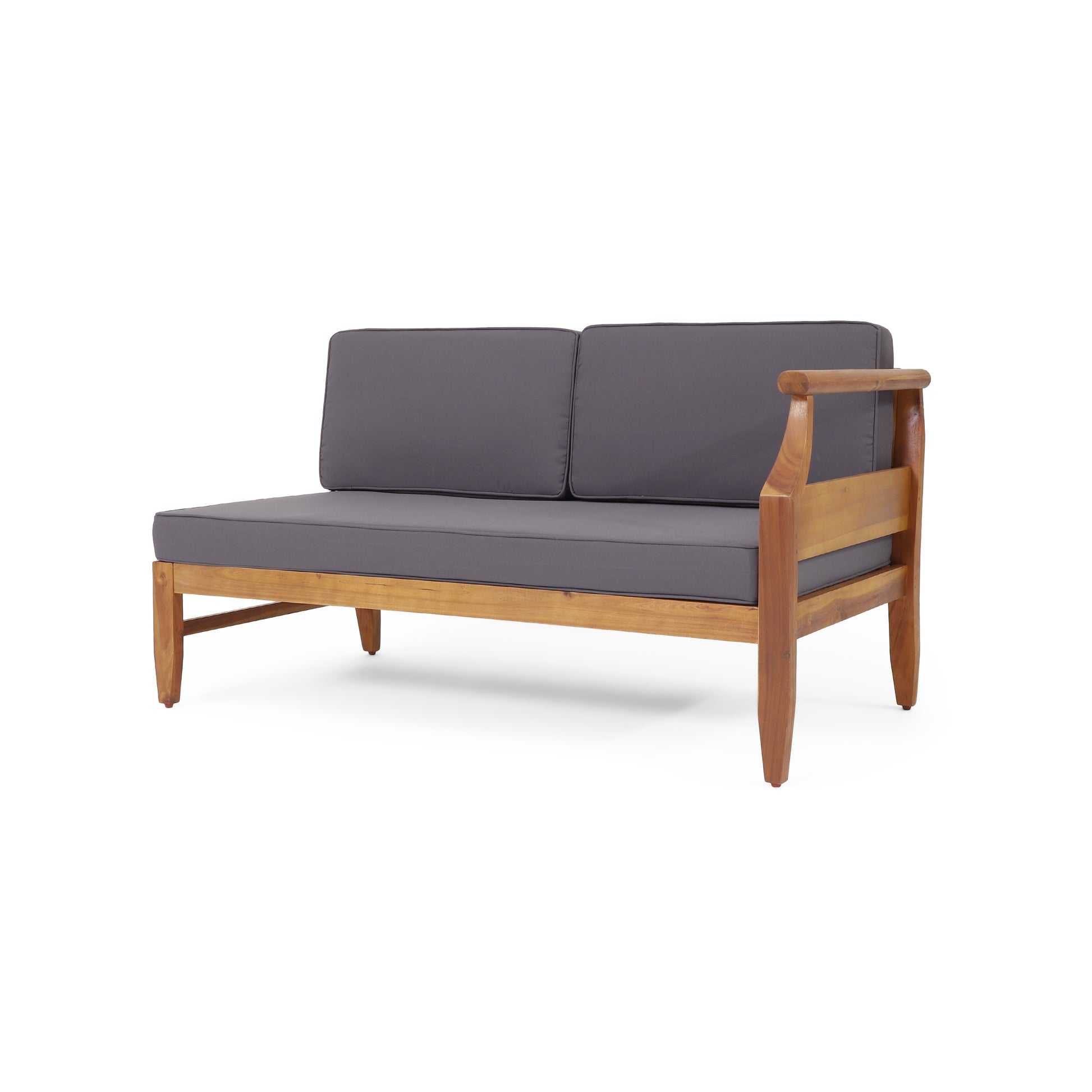 Dark Grey Acacia Wood Patio Sofa Set - 4 Piece Outdoor Seating