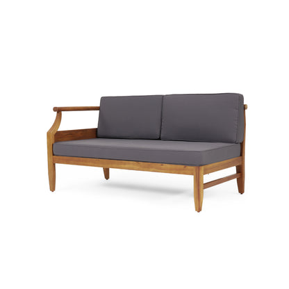 Dark Grey Acacia Wood Patio Sofa Set - 4 Piece Outdoor Seating