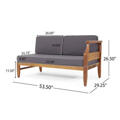 Dark Grey Acacia Wood Patio Sofa Set - 4 Piece Outdoor Seating