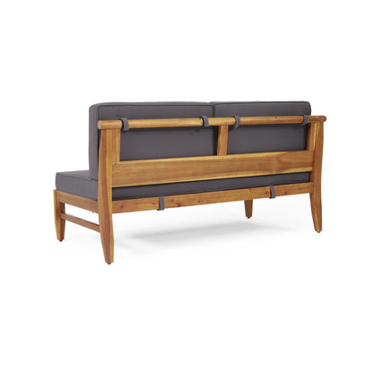 Dark Grey Acacia Wood Patio Sofa Set - 4 Piece Outdoor Seating