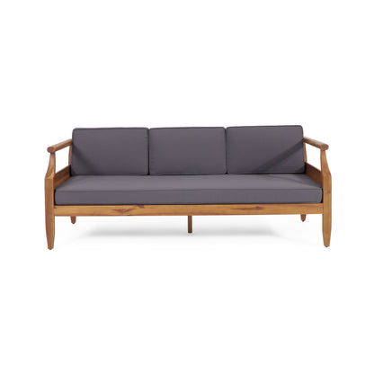 Teak Acacia Wood Patio Sofa Set 3 Seat Outdoor