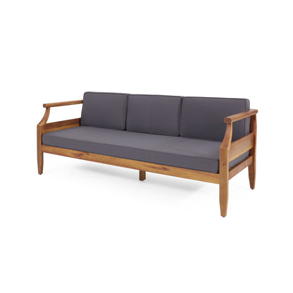 Teak Acacia Wood Patio Sofa Set 3 Seat Outdoor